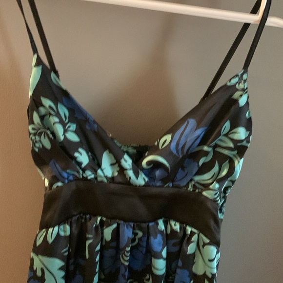 Lovely girl vintage y2k babydoll crossover midi blue and Black Floral Dress - Picture 2 of 5